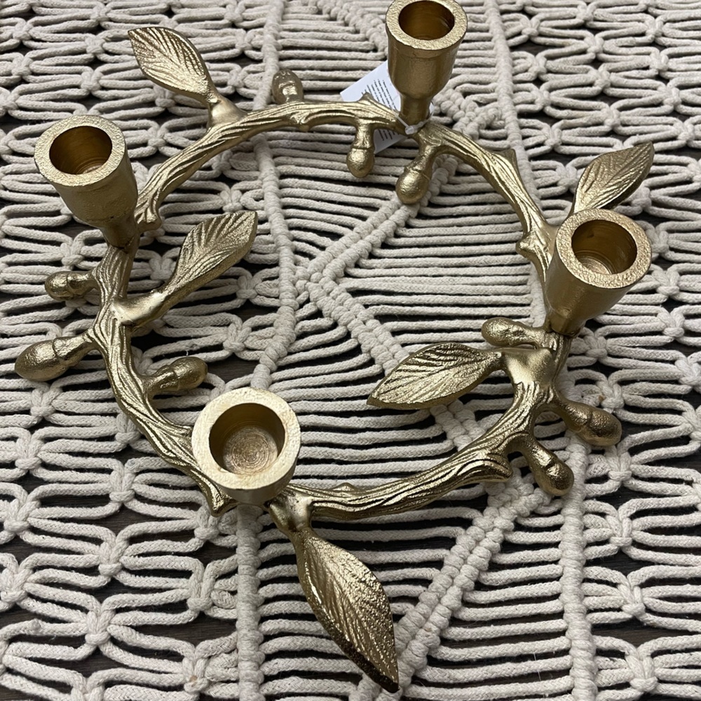 Portofino Home gold branches round candelabra BRAND NEW!